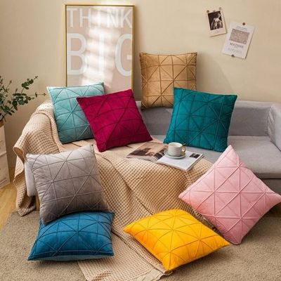 Venta al por mayor de textiles para el hogar poliéster de franela terciopelo cuadrado sofá de cama cubierta de cojín decorativa