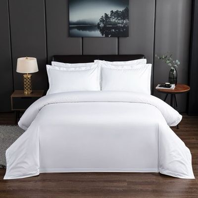 Tamaño personalizado Set de ropa de cama de hotel transpirable Blanco sábana de cama de algodón